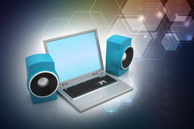 筆記本電腦與聲音系統 計算機及配件的完美融合